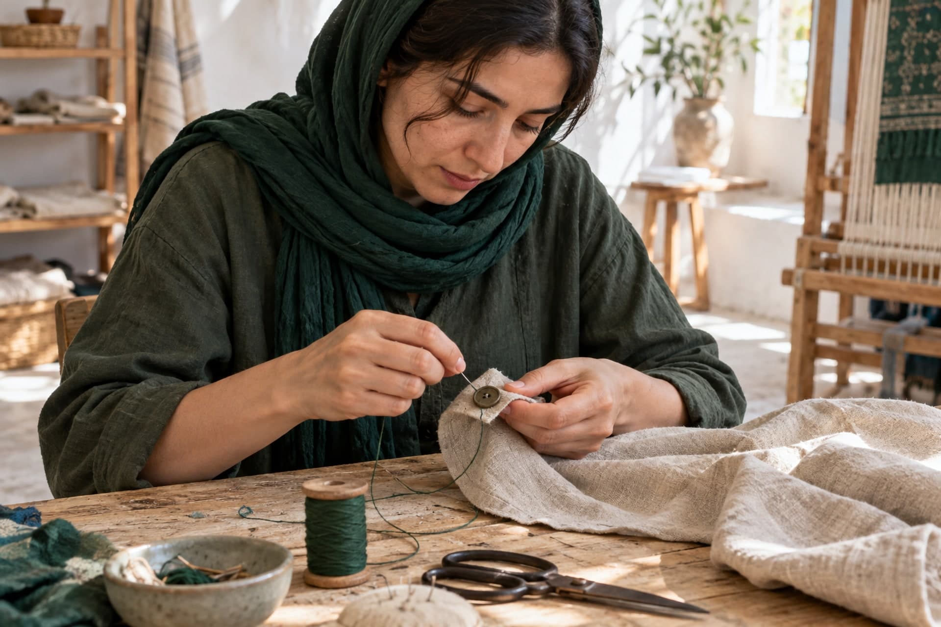 تصویرسازی اصلی برای پیدا کردن دکمه و دوختن ساختن چیزی برای آن