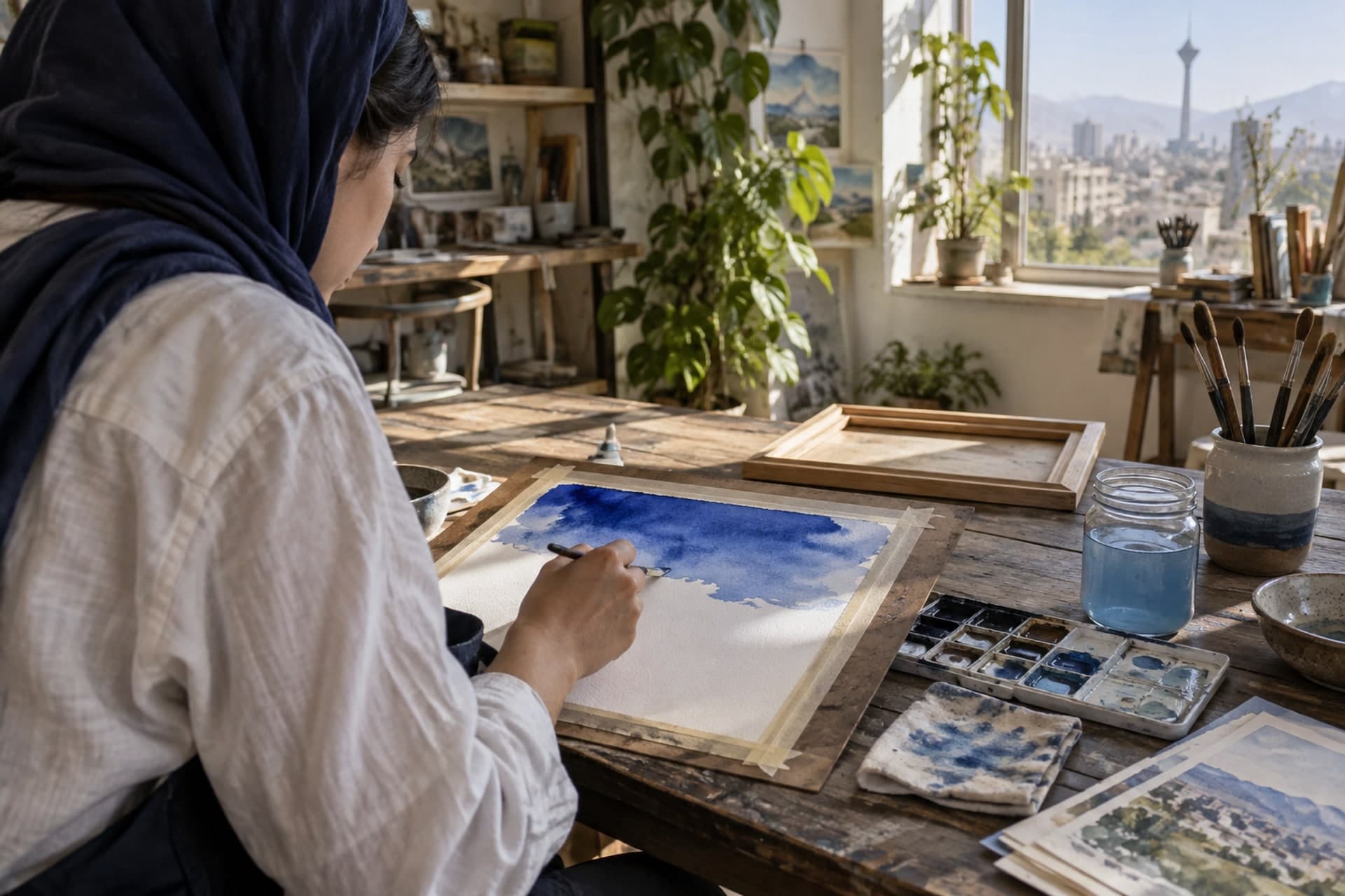تصویرسازی اصلی برای ورکشاپ یک‌روزه آبرنگ
